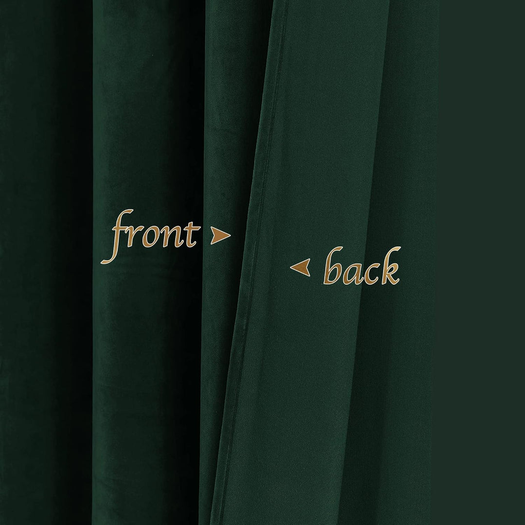 PONY DANCE Samtvorhänge Dunkelgrün Weihnachten Gardinen Samt Blickdicht Ösenvorhang 2er Set H 260 x