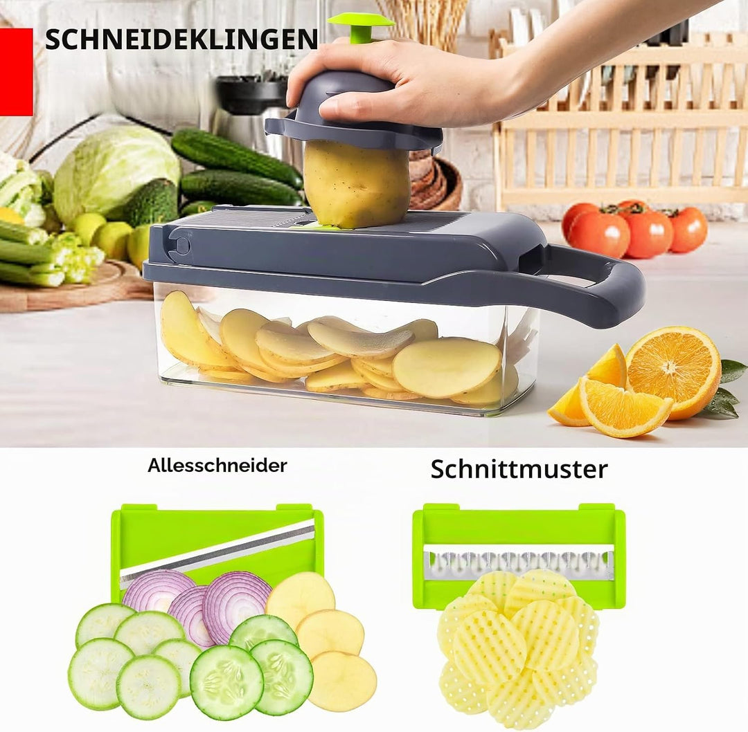 MAIPOR Gemüseschneider, Pro Zwiebelzerkleinererer, multifunktionaler 13-in-1 Lebensmittelzerkleinere