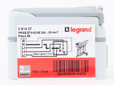 Legrand Plexo LEG91437 Wasserdichte Steckdose (IP 55), 3 Kontakte, Schutzleiter und Nullleiter, 20 A