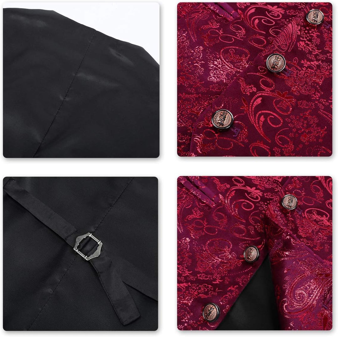 Allthemen Weste Herren Westen Gilet Jacquard Anzugweste für Hochzeit und Party M Rot1, M Rot1