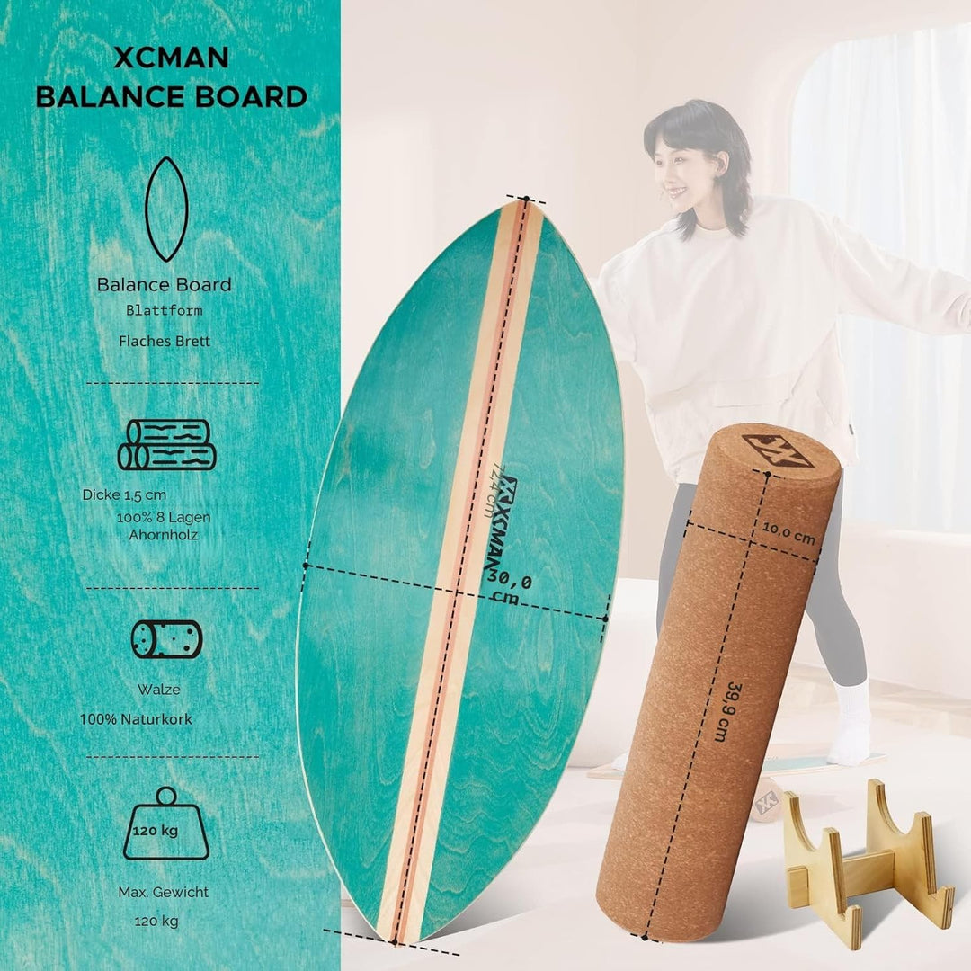 XCMAN Surf Balance Board Trainer Mit Rolle - Stabilitätstrainer Für Erwachsene Und Kinder, Zum Surfe