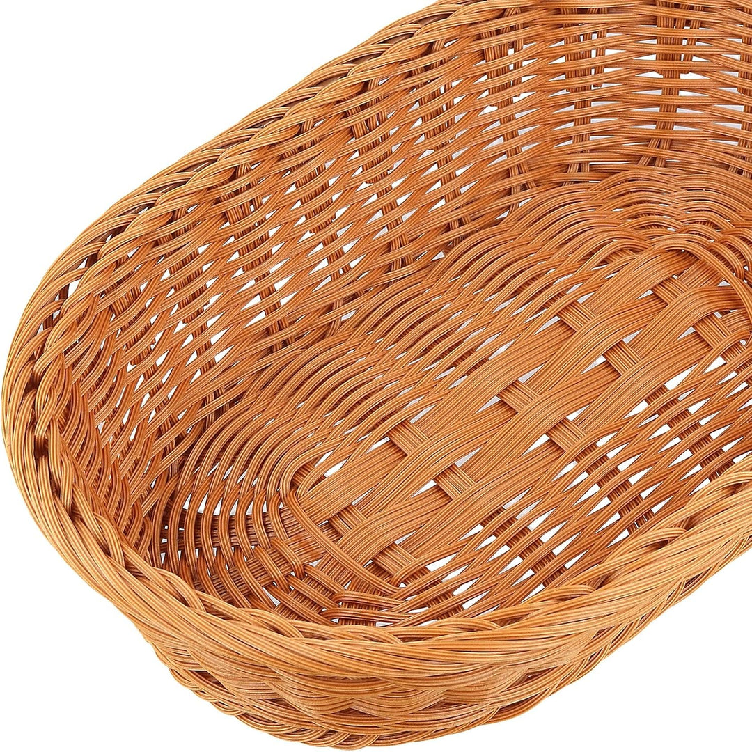 MUKSEUT 4 Stück Brotkorb Geflochten Oval, 30x20x7cm Brotkörbchen Ovaler Korb Geflochten Obstkorb, Ku