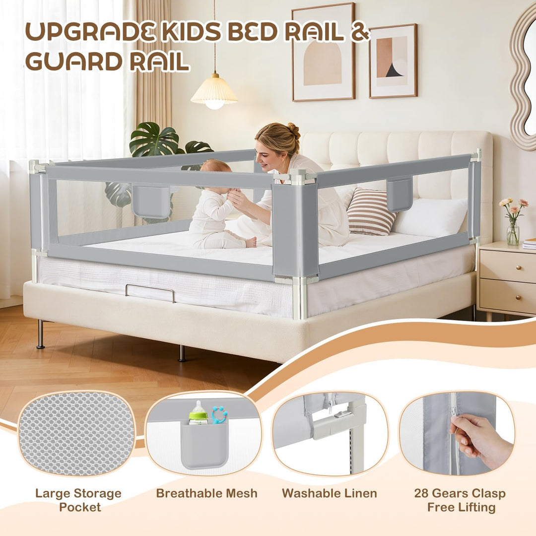 SWANEW Bettgitter 150cm Bettschutzgitter Kinderbettgitter für Kinder Babybettgitter Klappbar, Kinder