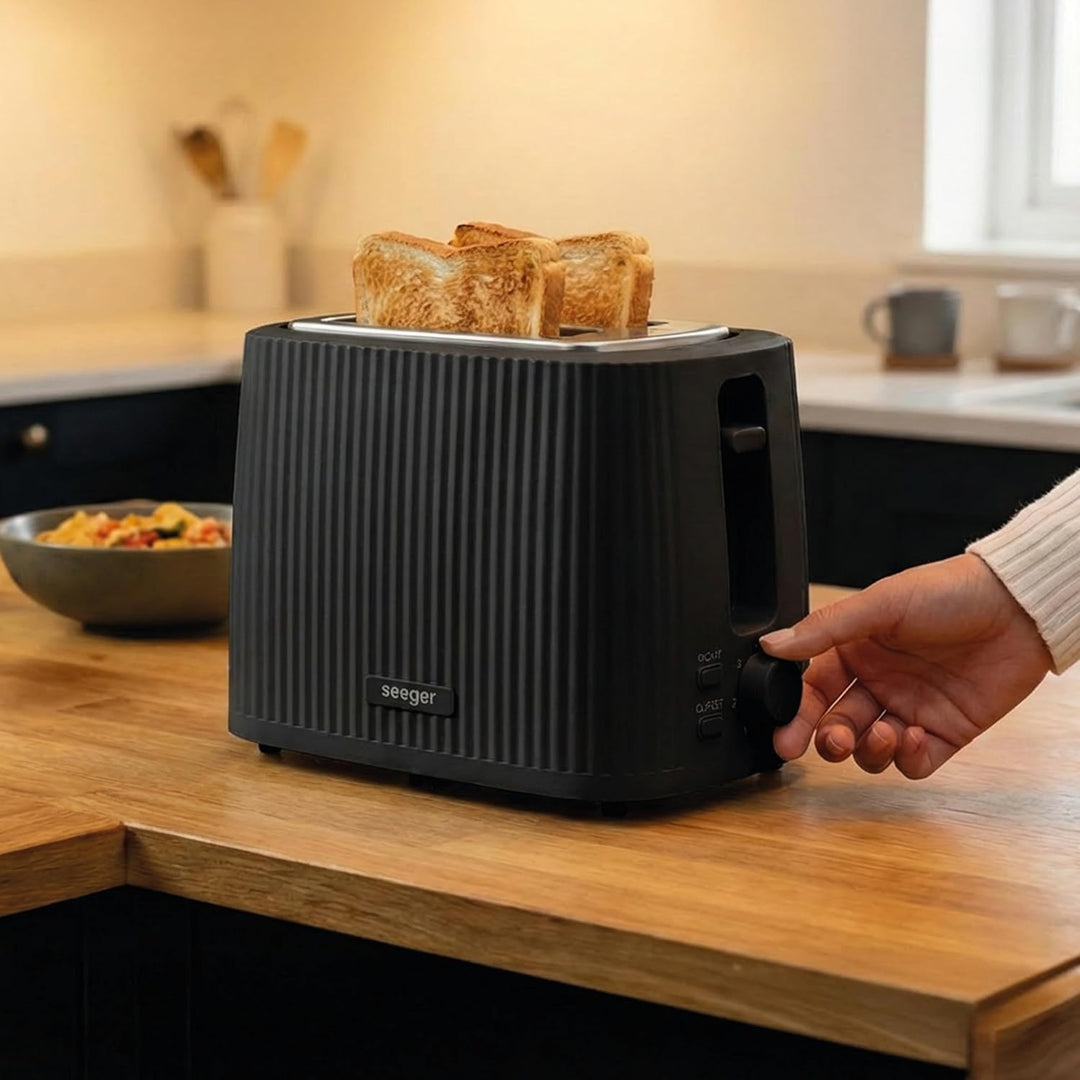 Seeger Toaster, 2 scheiben, 7 bräuningsstufen, Liftfunktion, Herausnehmbare Krümelschublade, Schwarz