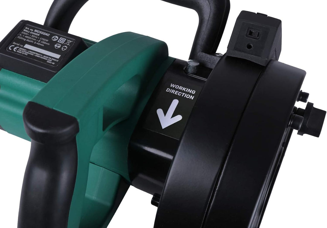 VONROC Mauernutfräse Schlitzfräse Laser mit Absaughaube - Mauerfräse 1700W - Schlitzmaschine für 150