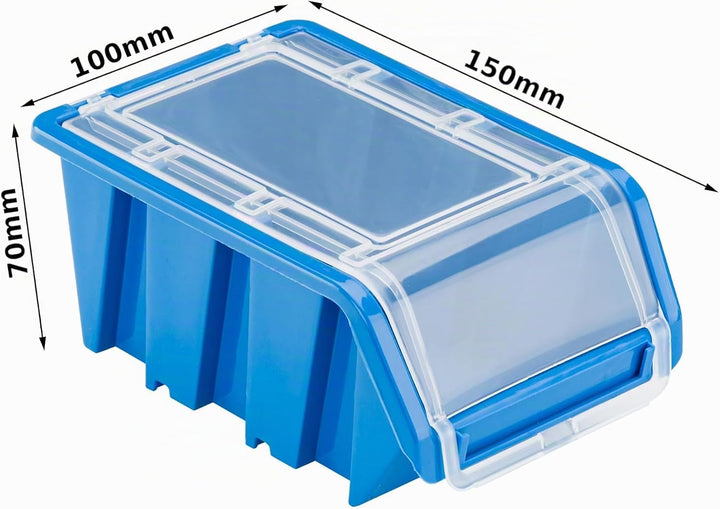 10 x Stapelbox mit Deckel Werkstatt Stapelkiste Sortierbox Box 100x155x70 Blau | stapelkisten kunsts