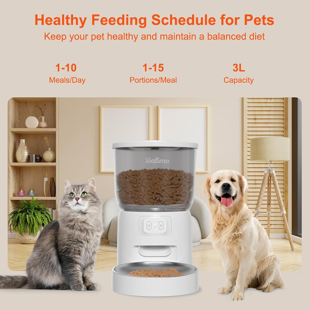 Balimo Futterautomat Katze | 3L Automatischer Futterspender Katze 2,4 G WiFi | App Steuerung mit Ede