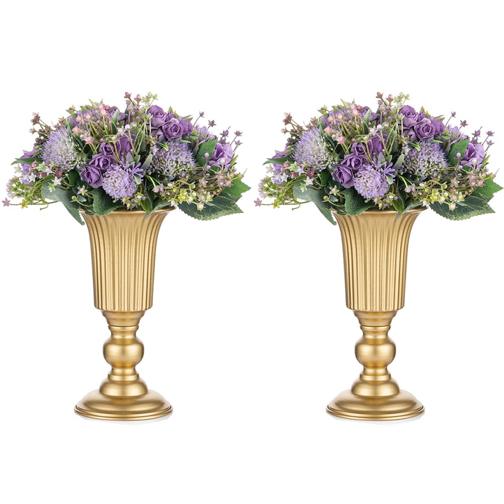 NUPTIO 2 Stück Geblühte Metall Trompetenvase Elegante Vase mit Mittelstücken für Hochzeitsfeiern, 23