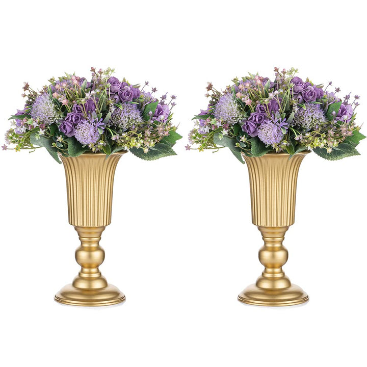 NUPTIO 2 Stück Geblühte Metall Trompetenvase Elegante Vase mit Mittelstücken für Hochzeitsfeiern, 23