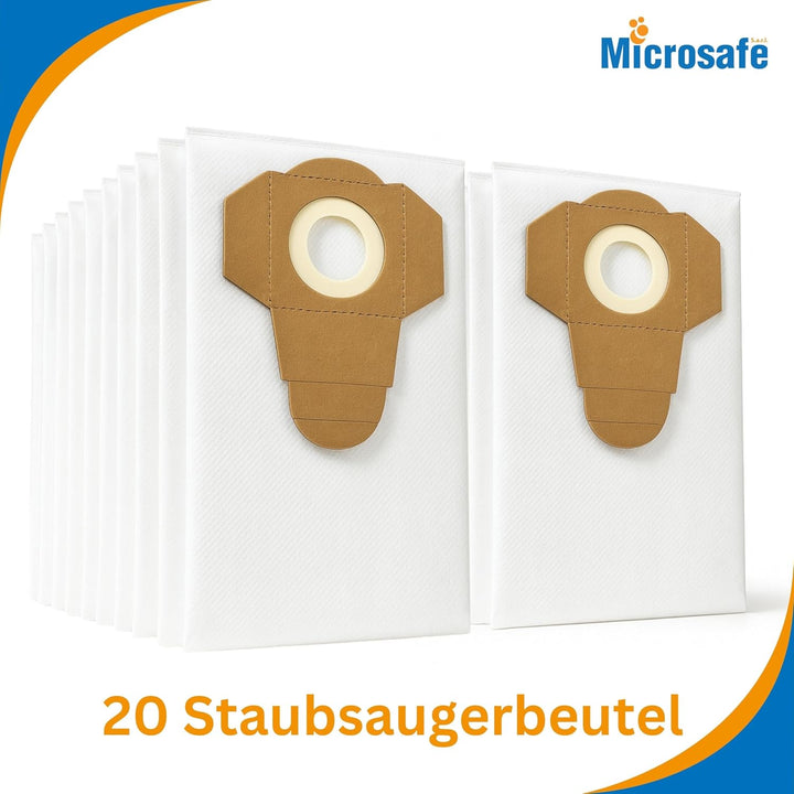 Microsafe® 20 Microvlies Schmutzfangsäcke kompatibel mit Einhell TH-VC 1930 SA, TE-VC 2230 SA u. a.
