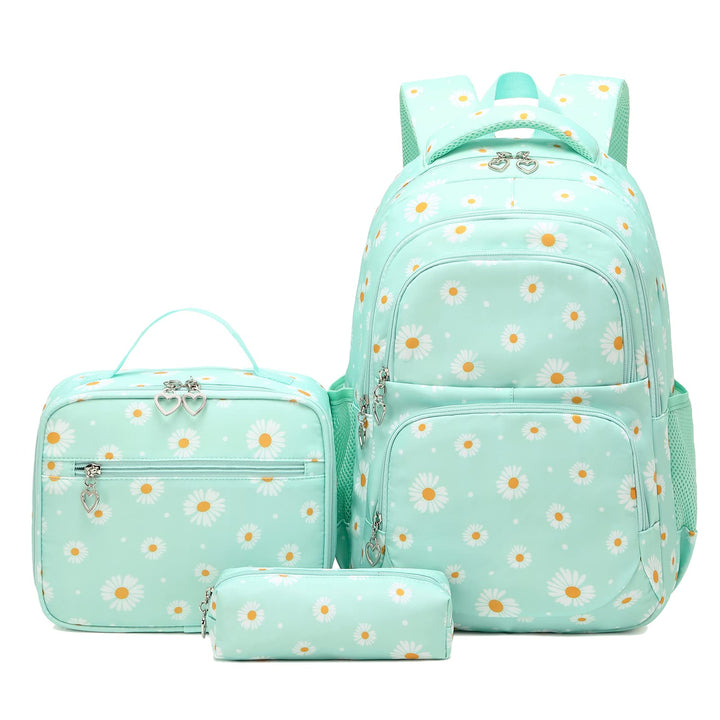 SIVENKE Schulrucksack Mädchen Teenager Damen Schultasche Rucksack Set Gänseblümchen Schulranzen für