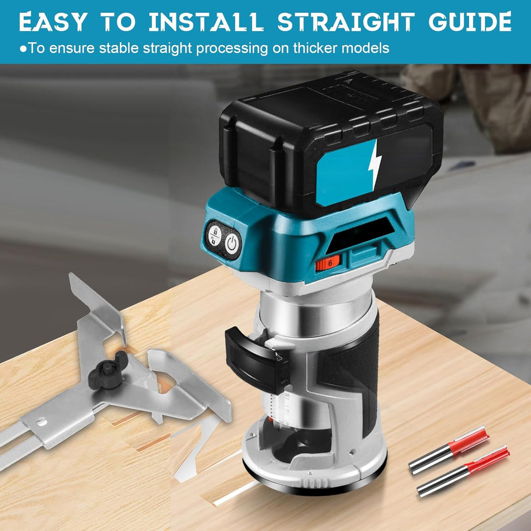 Akku Oberfräse kompatibel mit Makita 18V Akku, 800W Oberfräse Trimmer Einhandfräse, Bürstenloser Kan