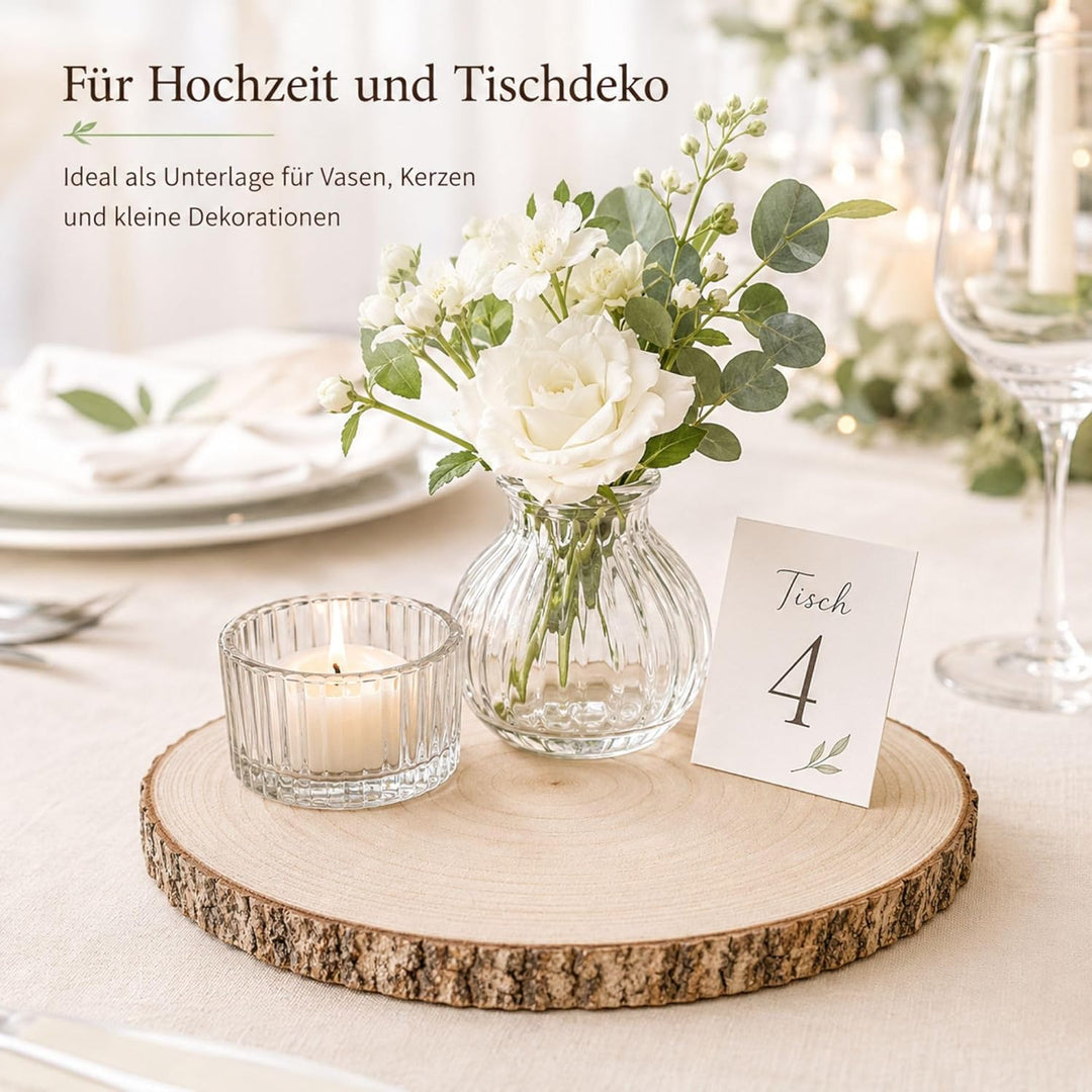 Holzscheiben Rund 20–23 cm 3 Stück Baumscheiben Tischdeko Hochzeit mit Rinde 15 mm Holzplatte Rund f