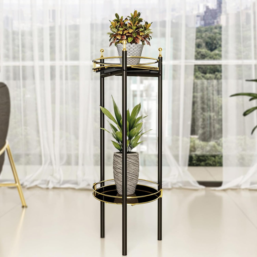 [en.casa] Blumenständer Oulainen Pflanzenständer mit 2 Ablagen Blumentöpfe Regal Pflanzenregal Blume