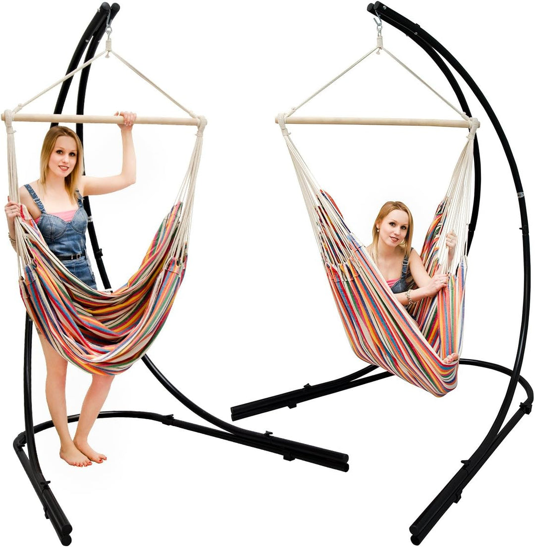 AMANKA XXL Hängesessel mit Gestell - Hängestuhl 185x130cm mit 210cm Metall Ständer für Garten - Gros