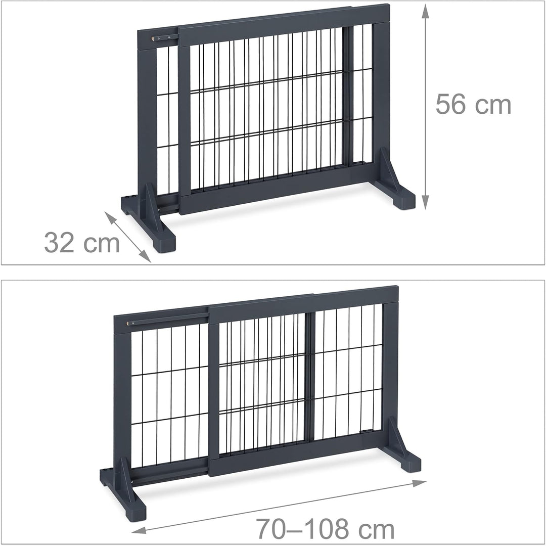 Relaxdays Absperrgitter, ausziehbares Schutzgitter, Treppe & Tür, HxB: 56 x 70-108 cm, freistehend,