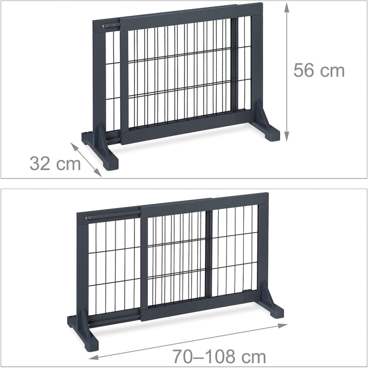 Relaxdays Absperrgitter, ausziehbares Schutzgitter, Treppe & Tür, HxB: 56 x 70-108 cm, freistehend,