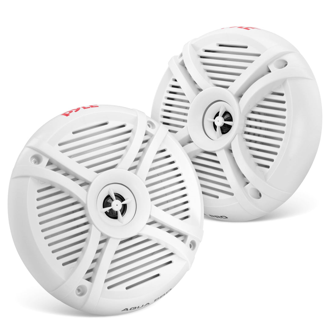 Pyle Dual 7.7'' Water Resistant Marine Speakers, 2-Way Full Range Stereo Sound, 280 Watt, White (Pai