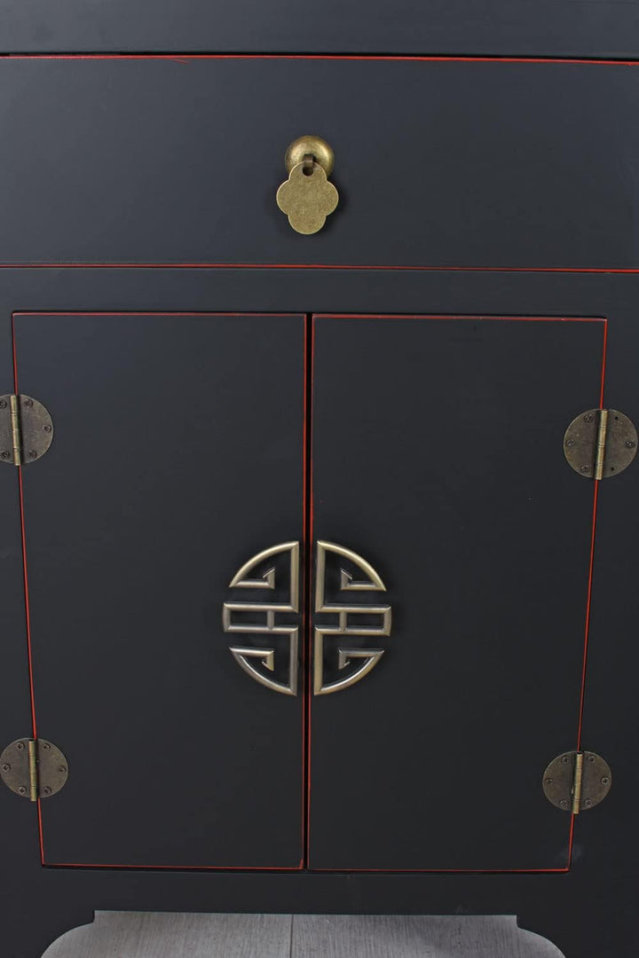 Nachtkonsole Chinesischer Hochzeitsschrank Holzschrank Schwarz Schrank mya039 Palazzo Exklusiv