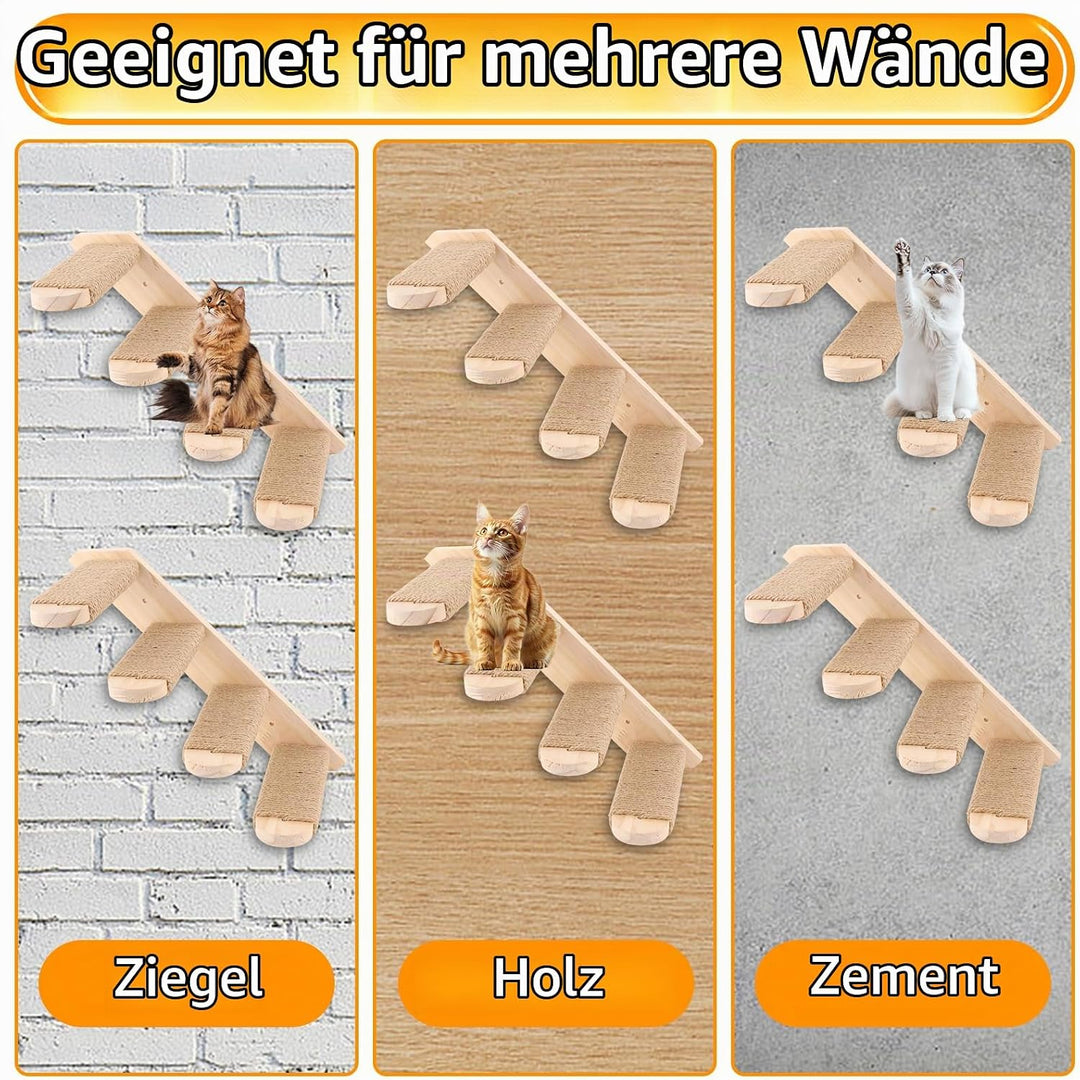 DAJAVE 2 Stück Kletterwand Katzen Katzentreppe Wand 8 Stufen,Katzenleiter mit Juteseil,Katzenbretter