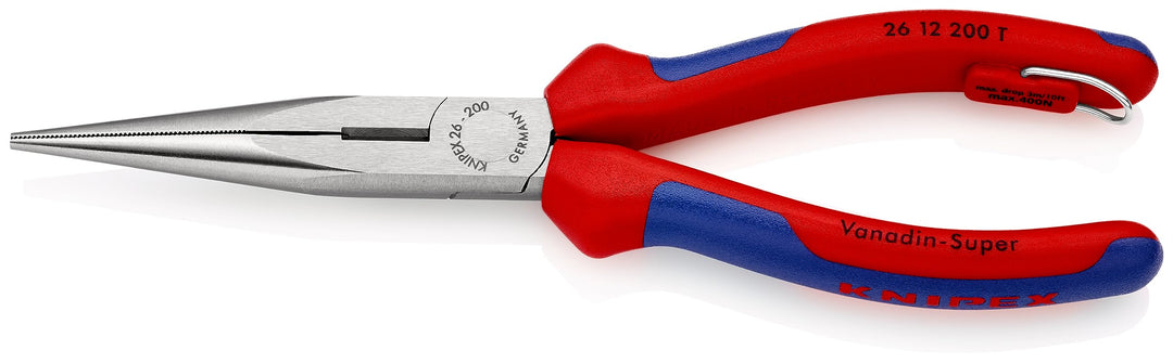 Knipex Flachrundzange mit Schneide (Storchschnabelzange) schwarz atramentiert, mit Mehrkomponenten-H