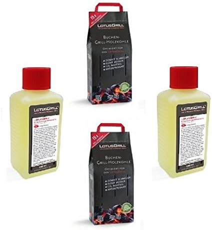 2x LotusGrill Buchenholzkohle 2,5 kg Sack inkl. 2x LotusGrill Brennpaste 200 ml, beides entwickelt f
