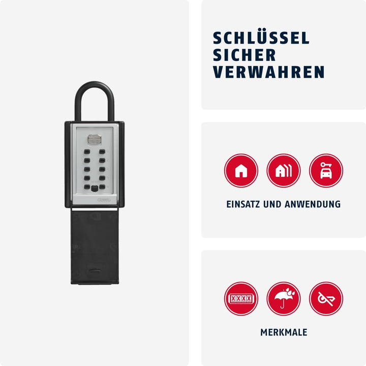 ABUS KeyGarage 777 - Schlüsselbox mit Bügel zur Befestigung - mit Tastencode - für Schlüssel oder kl