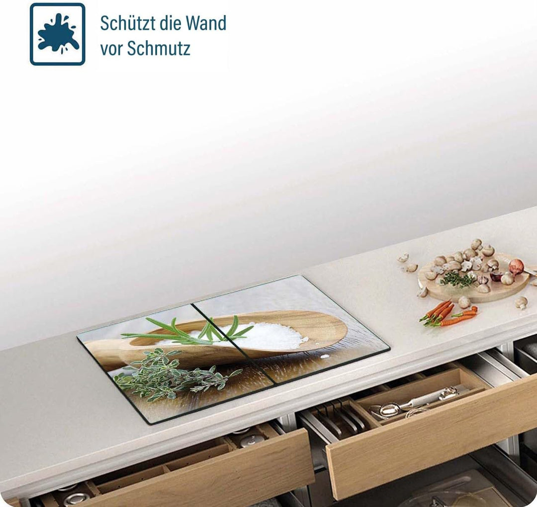 Herdabdeckplatte – Gehärtetes Glas Schneidebrett & Ceranfeld Abdeckplatte 2 Teilig 2x30x52 – Hygieni