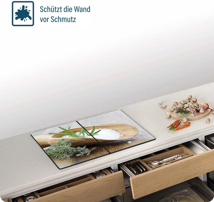 Herdabdeckplatte – Gehärtetes Glas Schneidebrett & Ceranfeld Abdeckplatte 2 Teilig 2x30x52 – Hygieni
