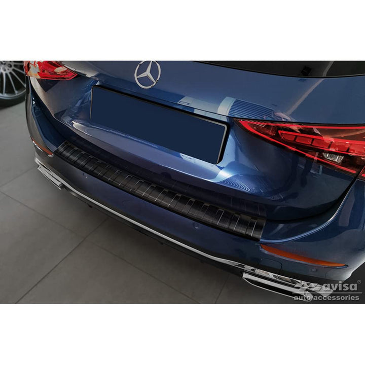 Avisa Schwarz Edelstahl Heckstossstangenschutz kompatibel mit Mercedes C-Klasse AMG Estate S206 2021