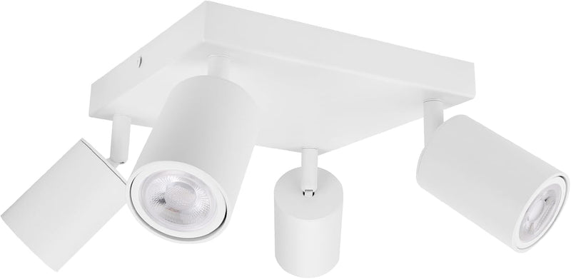 Klighten Deckenstrahler 4 Flammig Weiss, GU10 Deckenlampe Strahler Schwenkbar, Spotleuchte Drehbar D