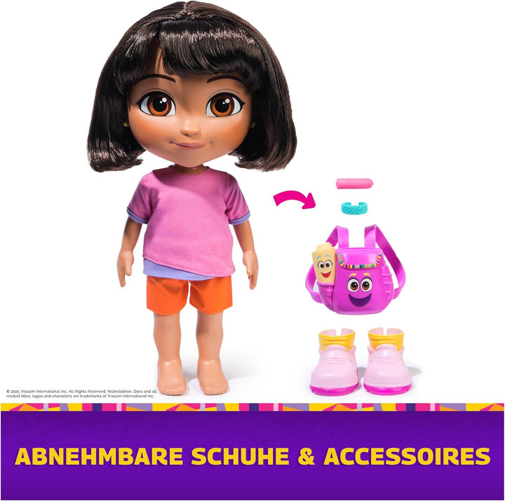 DORA Sing mit Mir Puppe 35 cm grosse Puppe zur beliebten TV-Serie mit 2 Liedern und 12 Sätzen & Gerä