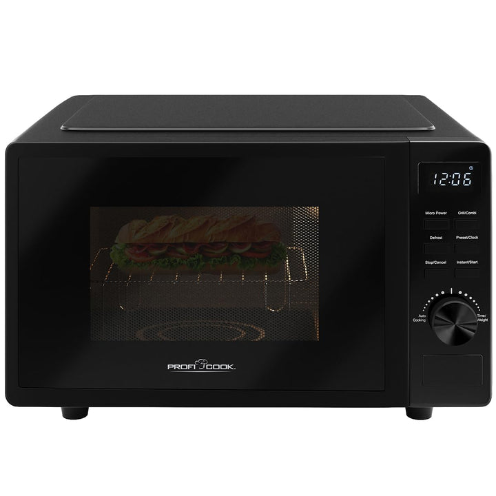 ProfiCook Mikrowelle mit Grill 20L | Mikrowelle ohne Drehteller für gleichmässige Wärmeverteilung |