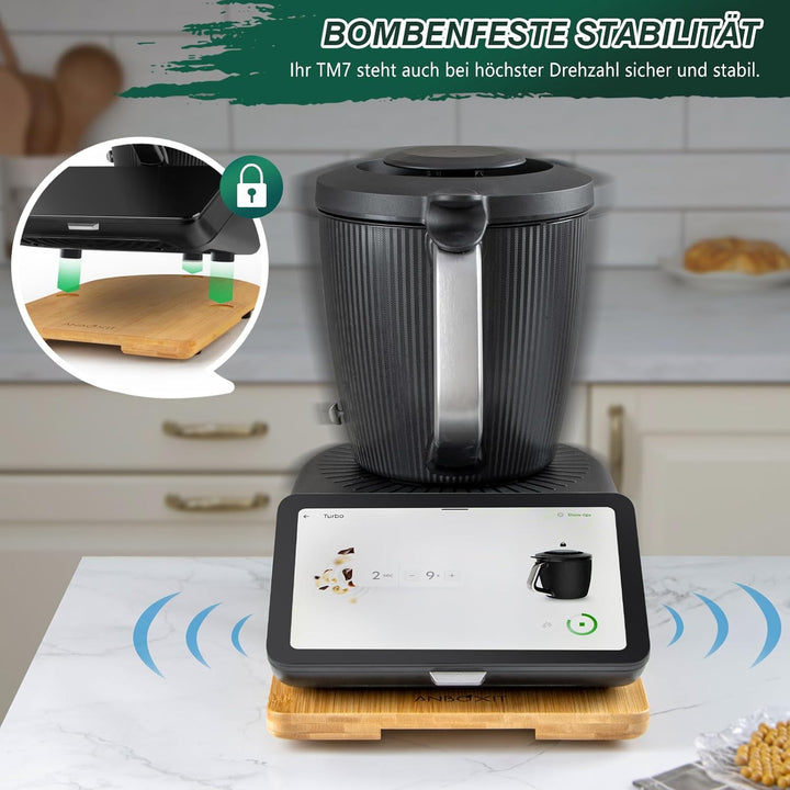 Gleitbrett TM7 für Thermomix, Brett für Thermomix mit Rollen, Leicht Gleitendes Bambus Rollbrett/Sli
