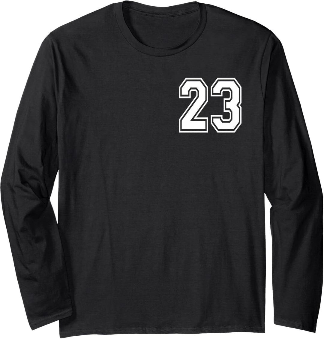 Nummer 23 vorne und hinten in Weiss gedruckt Langarmshirt