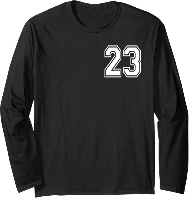 Nummer 23 vorne und hinten in Weiss gedruckt Langarmshirt