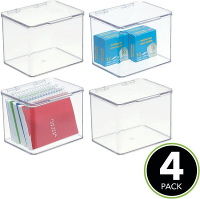 mDesign Aufbewahrungsbox für den Schreibtisch – stapelbare Box aus Kunststoff mit Deckel – kleiner B