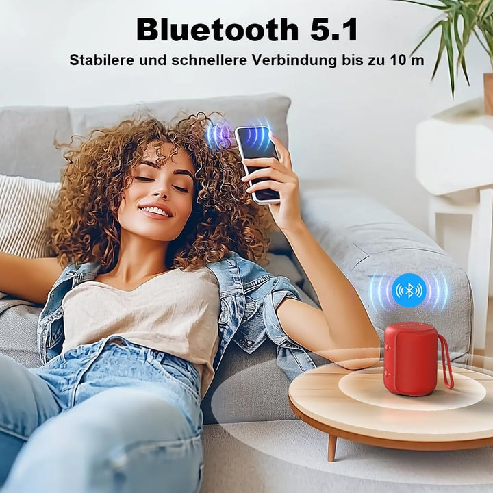 Bobtot Tragbarer Bluetooth-Lautsprecher, IPX6 wasserdicht, über 15 Stunden Akkulaufzeit, kraftvoller