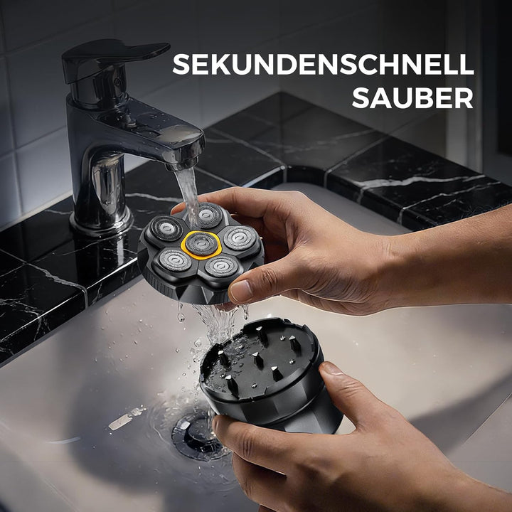 Glatzen Rasierer Herren, 120 Min Akku & 6D Schwimmkopf, elektrischer Kopfrasierer mit LED Display, U