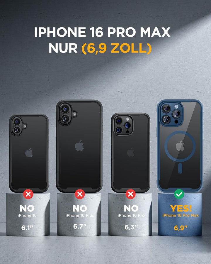 Miracase Glas Serie für iPhone 16 Pro Max Hülle mit Magsafe, [Zauberhafte Kamerasteuerung & 360 Mili