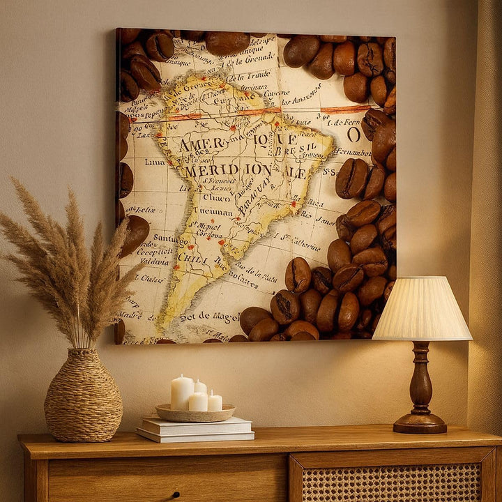 ARTTOR Bilder auf Leinwand Südamerika Samen Kaffee Leinwandbild 60x60cm Wandbilder Dekoration Wohnzi