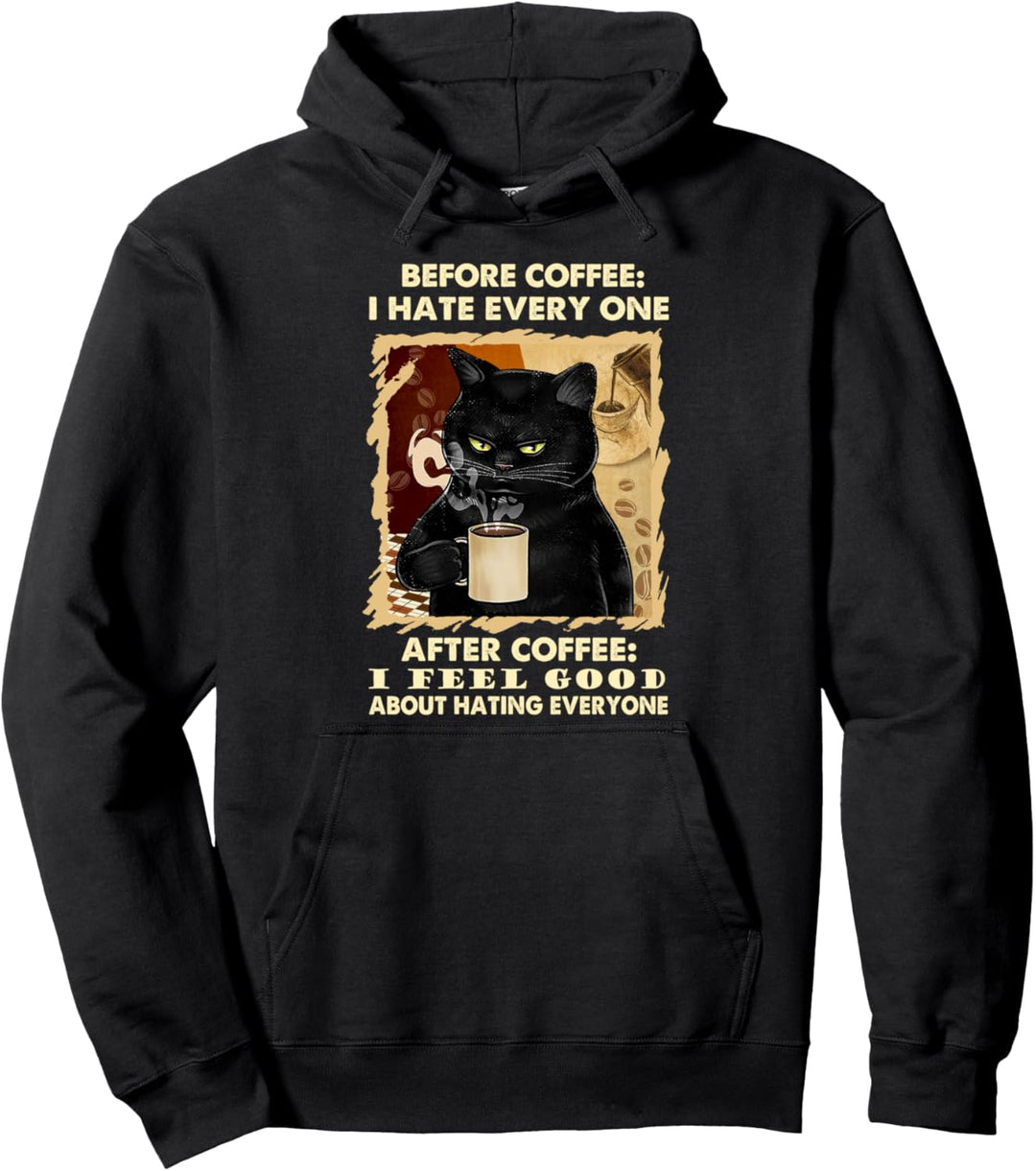 Black Cat Coffee Pullover Hoodie
