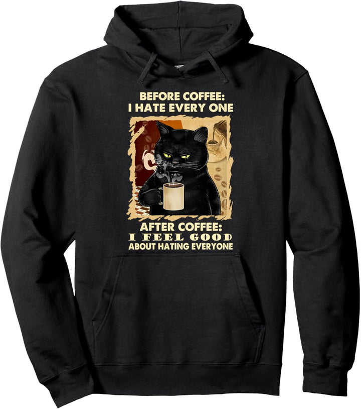 Black Cat Coffee Pullover Hoodie