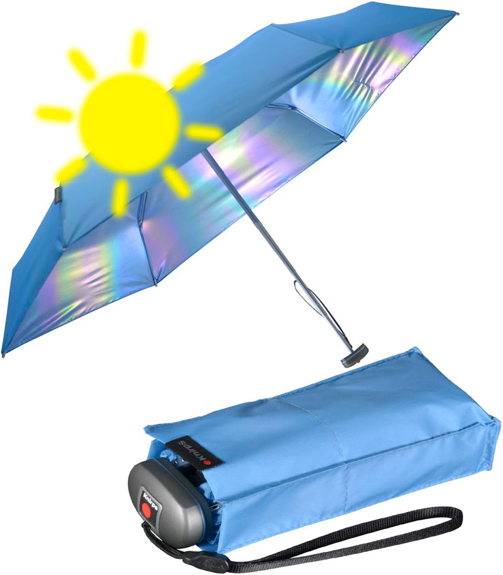 Knirps mini Taschenschirm Travel mit UV-Schutz mit irisierender Beschichtung - Blue Blue - Irisieren