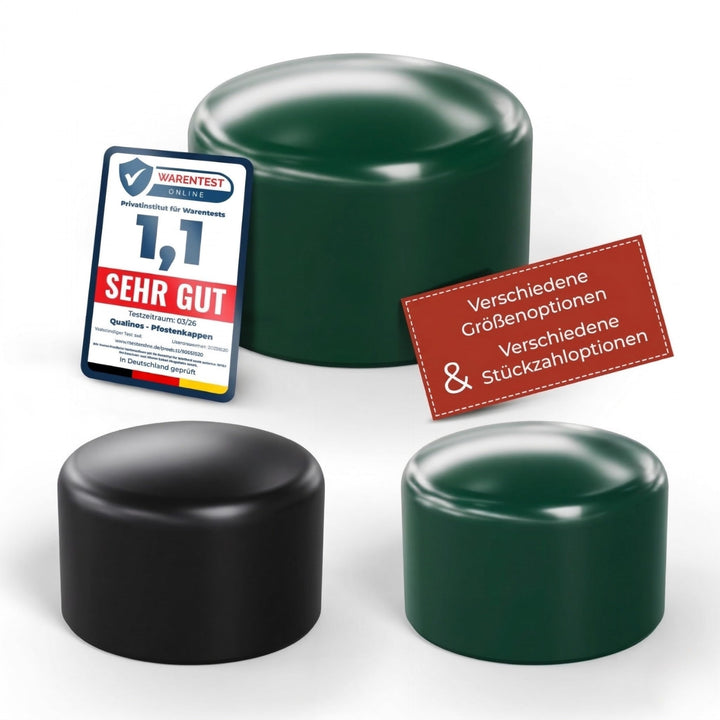 80x Pfostenkappe 42 mm grün, Zaunpfostenkappe für Rundrohr Zaunpfosten und Metallpfosten, Rohrkappe,