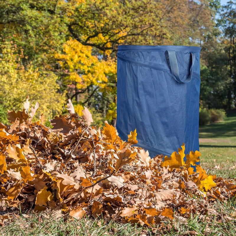 Relaxdays Laubsack selbstaufstellend, 2er Set, 120 L, Pop Up Gartensack mit 3 Griffen, UV-beständig,