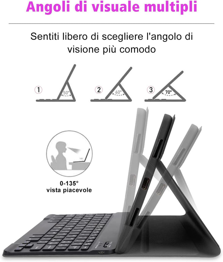 Yeegnar Tastatur mit Schutzhülle für Lenovo Tab P11 / P11 Plus TB-J606 / TB-J607 Italienische Blueto