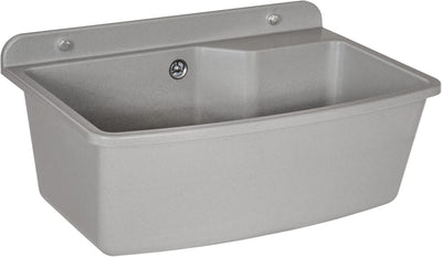 Waschbecken mit Siphon Ausgussbecken aus Kunststoff grau Granit Farbe, 61 cm Länge hängen Wasserinst