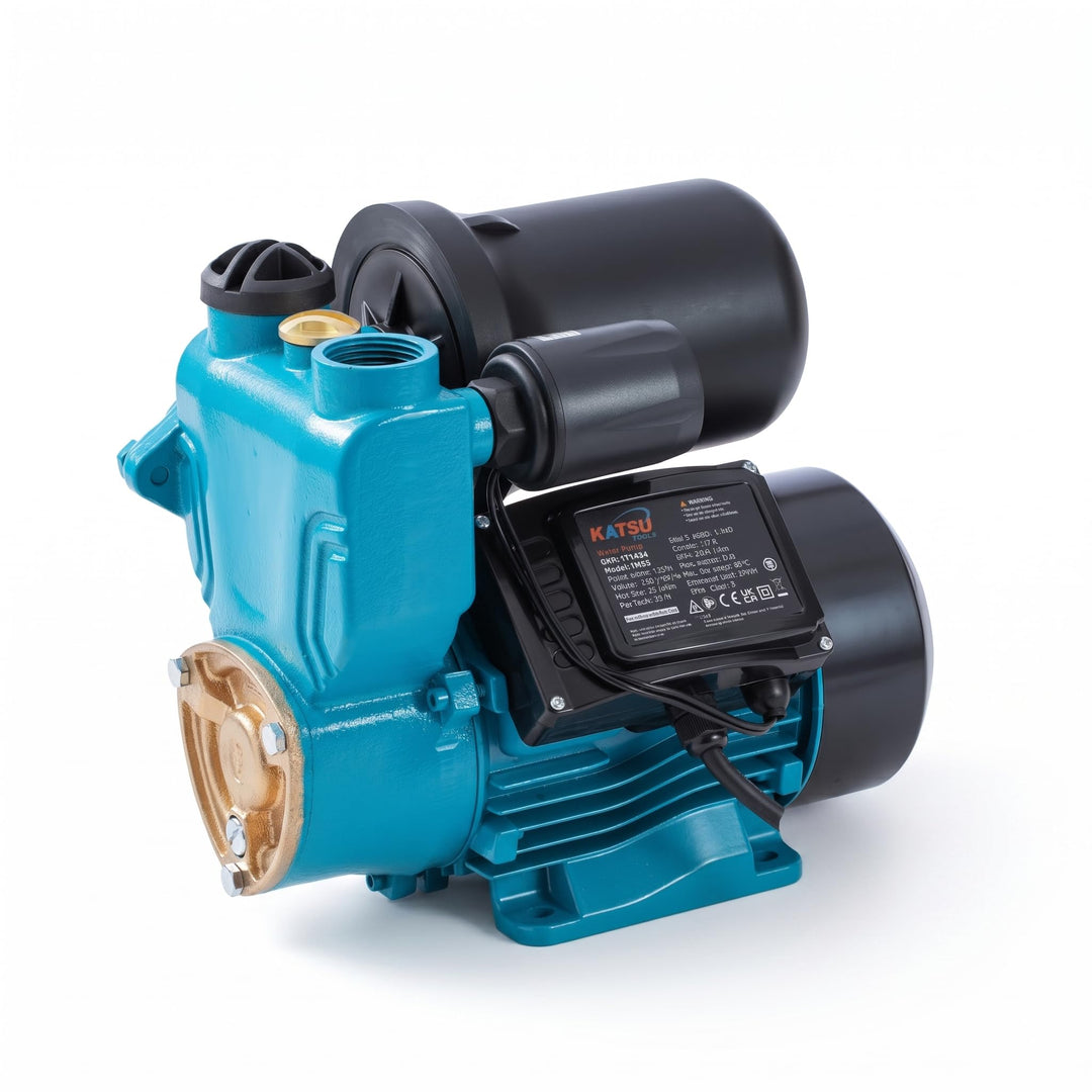 KATSU Wasserpumpe Hauswasserwerk Gartenpumpe 150W, Abschaltautomat mit einstellbarer Druckregelung,