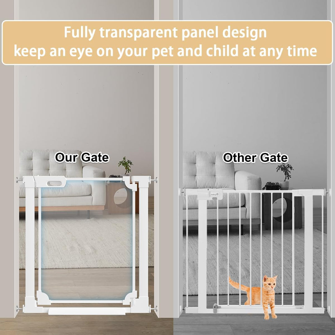 Xifamniy Transparentes Acryl-Treppenschutzgitter für Babys, ohne Bohren, automatisches Schliessen, A